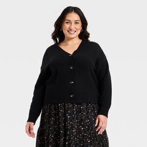 Ava & Viv - Women's V-Neck Textured Cardigan - Ava & Viv Black Black